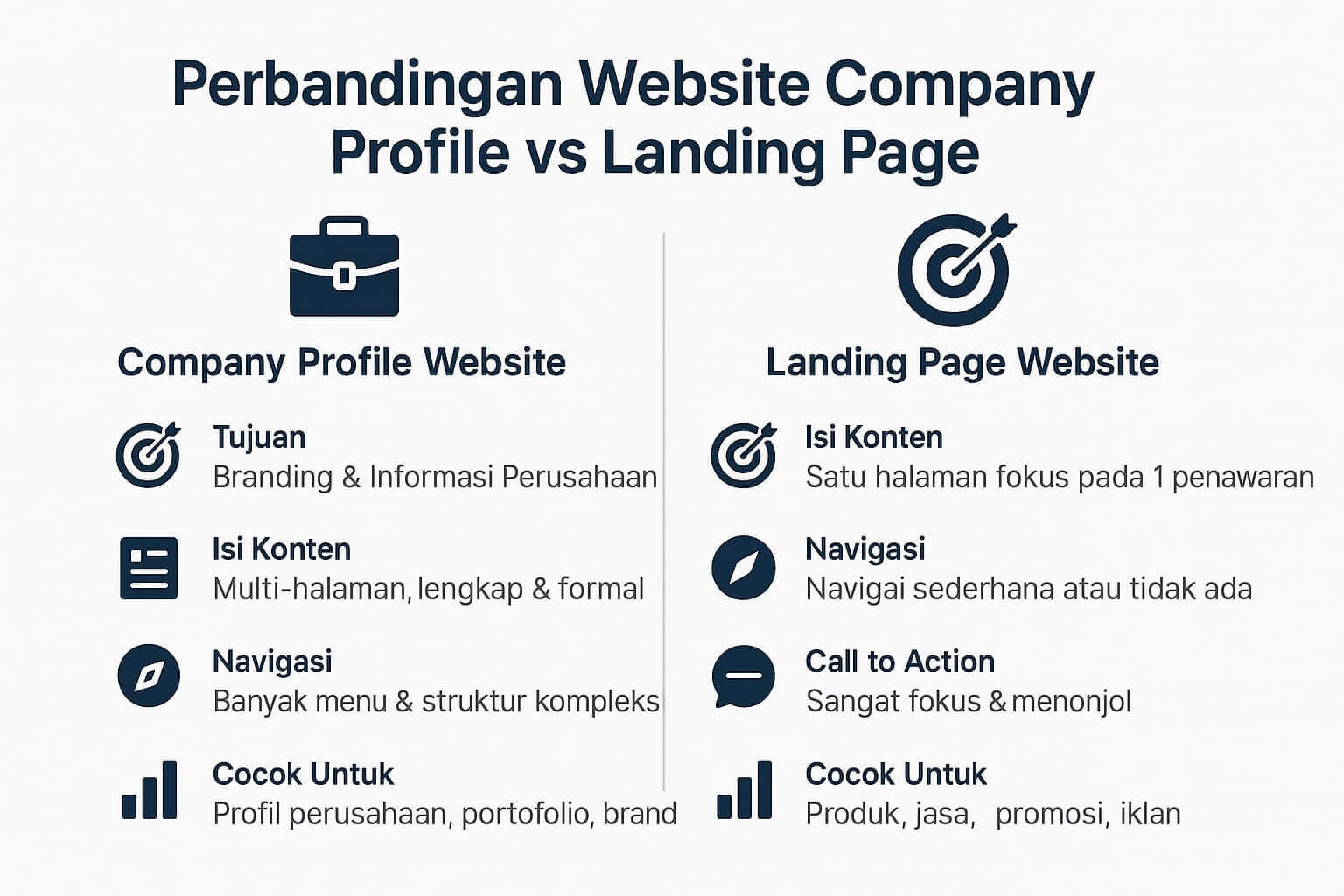 perbandingan company profile vs landing page