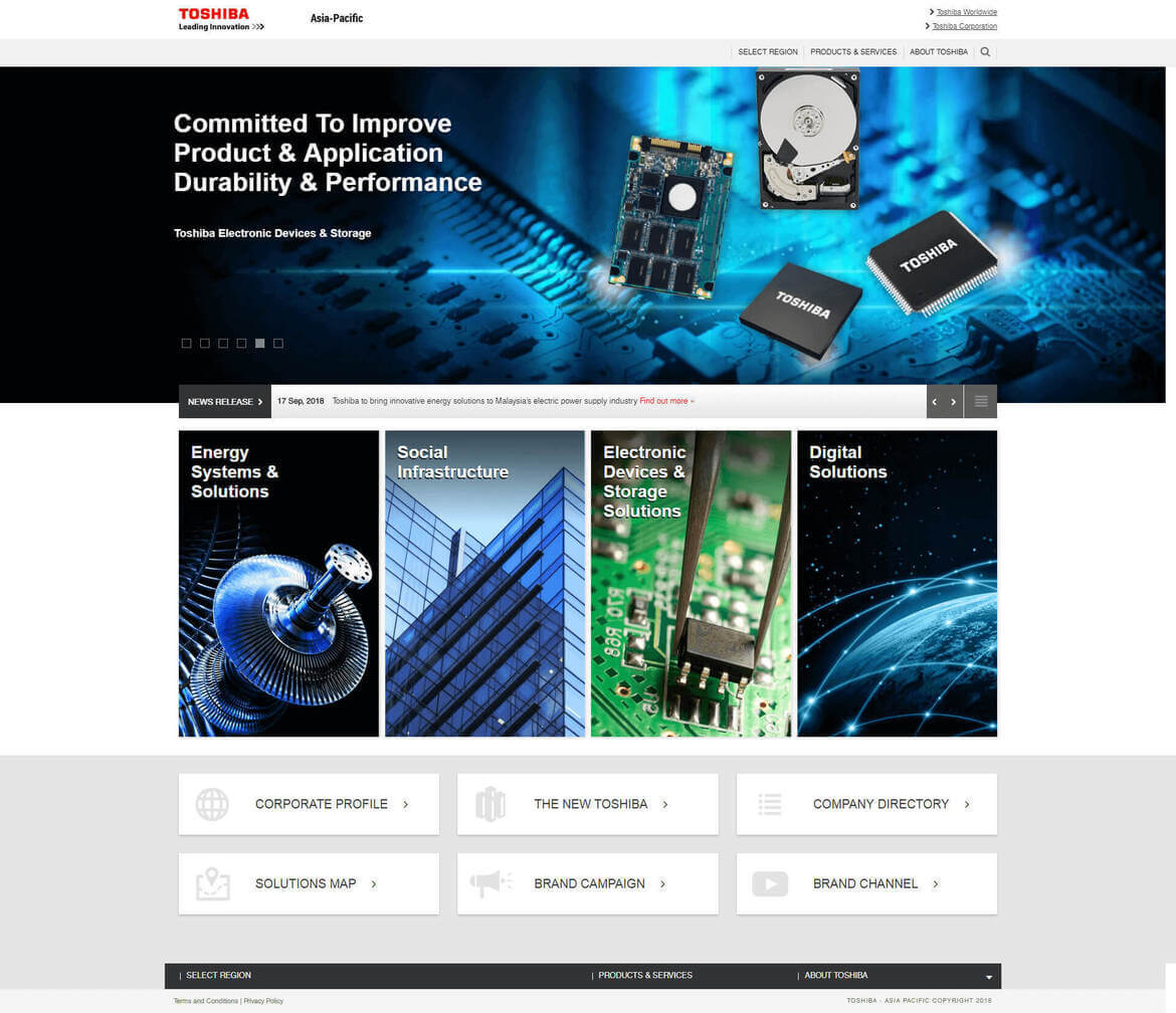 Toshiba Asia Pacific CMS Website Development 
